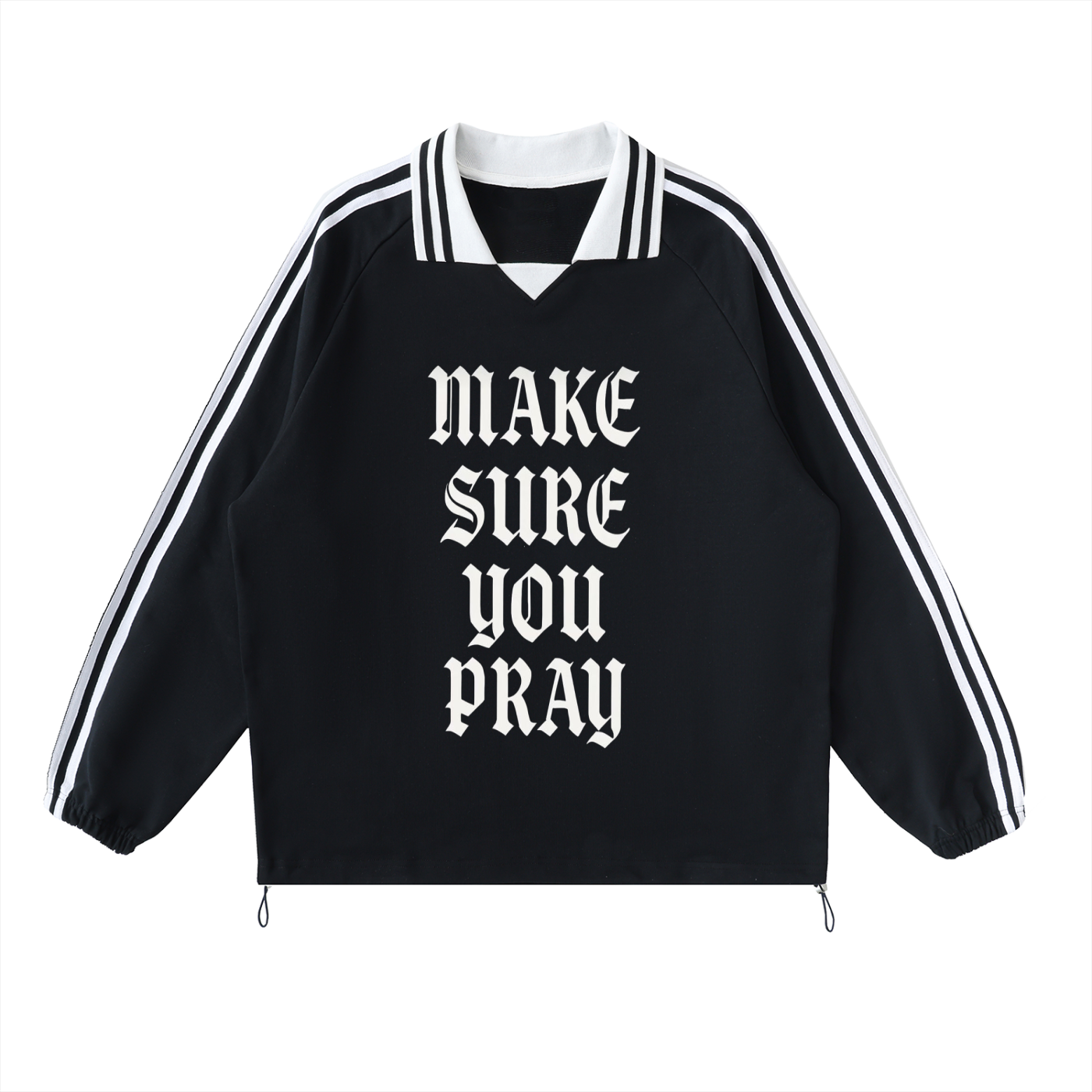 Contrast Striped Lapel Collar Sweatshirt