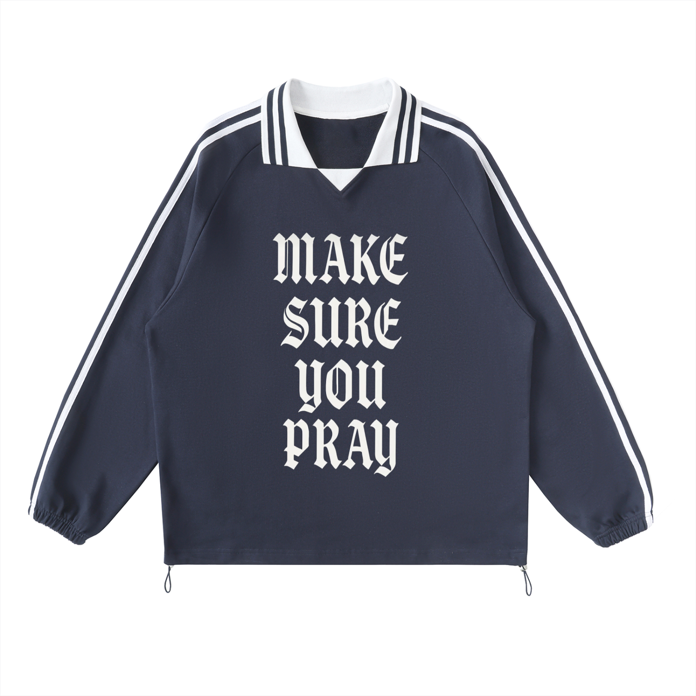 Contrast Striped Lapel Collar Sweatshirt